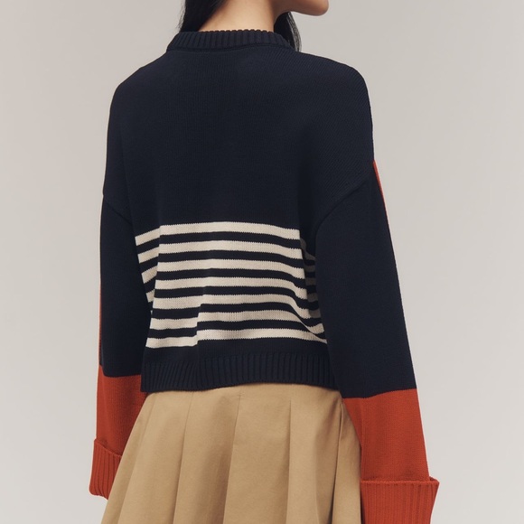 Anthropologie Navy and Red Striped Sweater - Picture 3 of 11